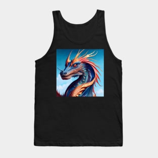 Intricate Gold and Blue Scaled Dragon Tank Top